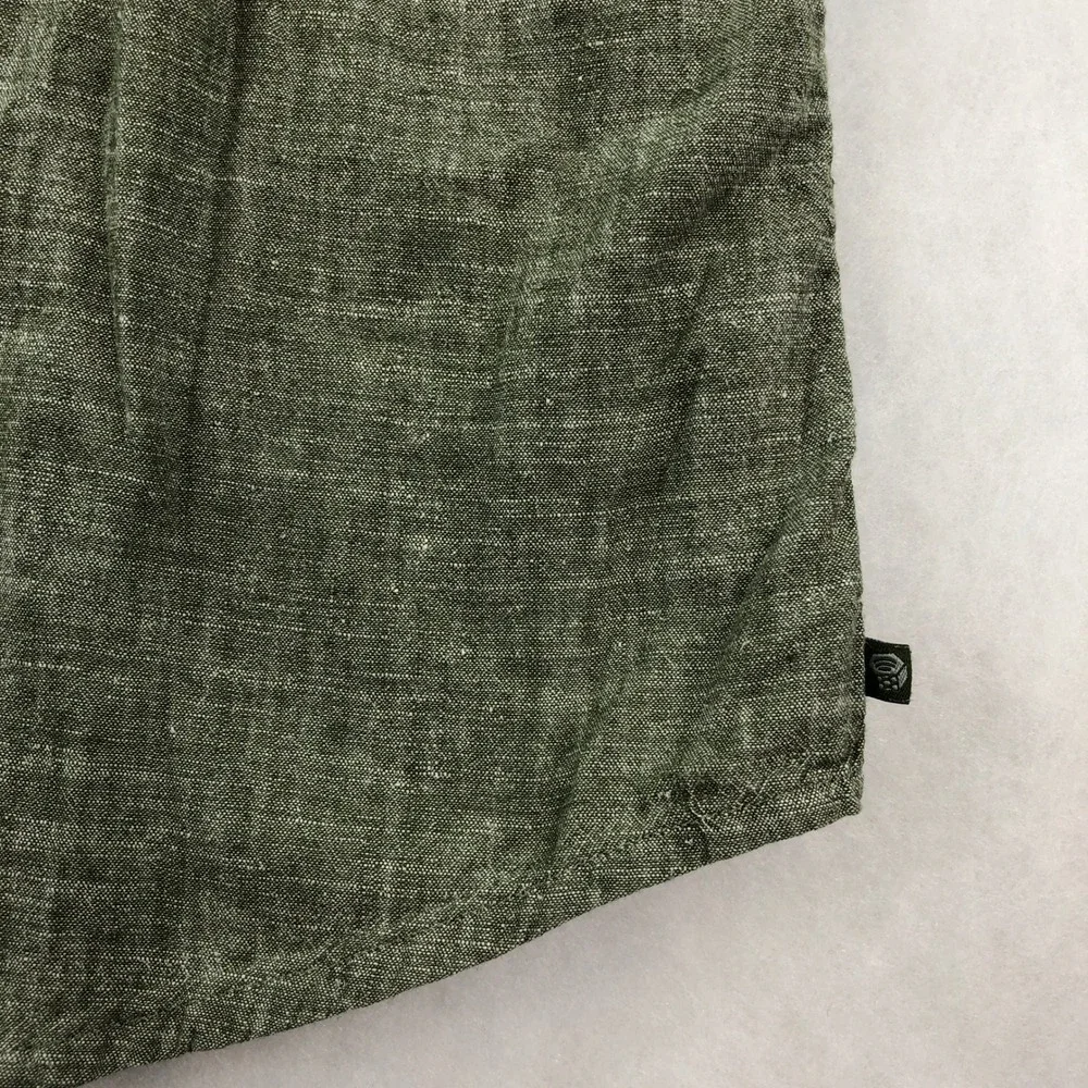 Mountain Hardwear Mens M Green Linen Blend Long Sleeve Button Up Shirt - Picture 6 of 14